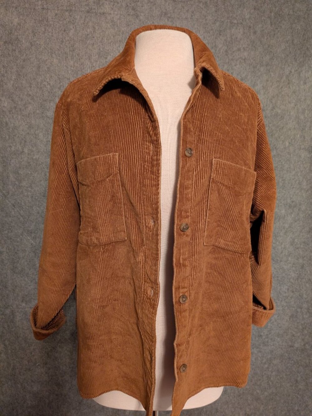 Gap Women's Oversized Corduroy Shirt Camel Tan Petite Med - Picture 7 of 13